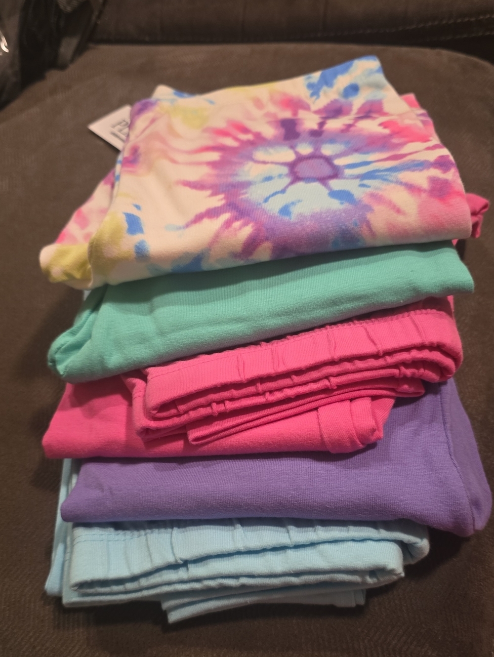 Kids Tie-Dye & Solid Leggings Set - Multicolor